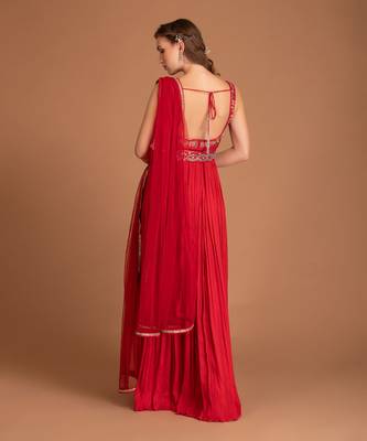 Blood Red Anarkali With Hand Work Of Resham, Added Seprate Belt And Dupatta 3