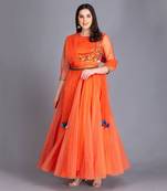 Sunset Orange Anarkali With Beautiful Resham Work
