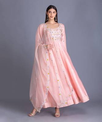 Because Baby Pink Can Never Go Wrong Go For This Beautiful Hand Emboidered Anarkali Set 1