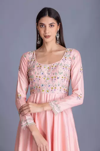 Because Baby Pink Can Never Go Wrong Go For This Beautiful Hand Emboidered Anarkali Set
