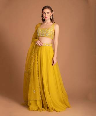 Jasmine Yellow Lehenga With Hand Work Of Sequin On Blouse 1