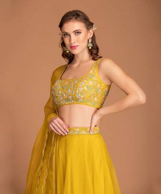 Jasmine Yellow Lehenga With Hand Work Of Sequin On Blouse 2