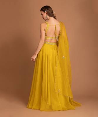 Jasmine Yellow Lehenga With Hand Work Of Sequin On Blouse 3