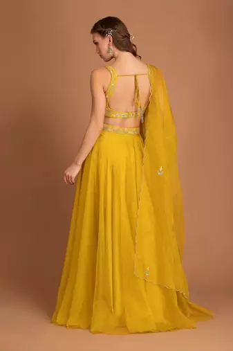 Jasmine Yellow Lehenga With Hand Work Of Sequin On Blouse