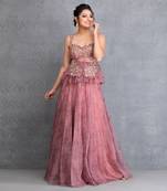 Rose Pink Organza Hand Embroidered Lehenga