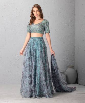 Heirloom Lilac Chanderi Silk Anarkali With Hand Work Of Zardozi Clubbed With Tuelle Lehenga And Tuelle Dupatta. 1