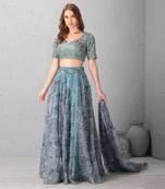 Heirloom Lilac Chanderi Silk Anarkali With Hand Work Of Zardozi Clubbed With Tuelle Lehenga And Tuelle Dupatta.