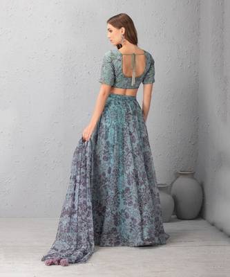 Heirloom Lilac Chanderi Silk Anarkali With Hand Work Of Zardozi Clubbed With Tuelle Lehenga And Tuelle Dupatta. 3