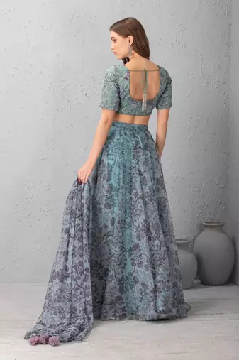 Heirloom Lilac Chanderi Silk Anarkali With Hand Work Of Zardozi Clubbed With Tuelle Lehenga And Tuelle Dupatta.