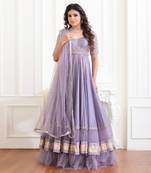 Mineral Blue Floral Legenga & Blouse With Sequin Work Details