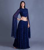 Floral Can Never Go Wrong Look Stylish In Our Cobalt Blue Floral Dress With Sequin Work Hightlight In Body