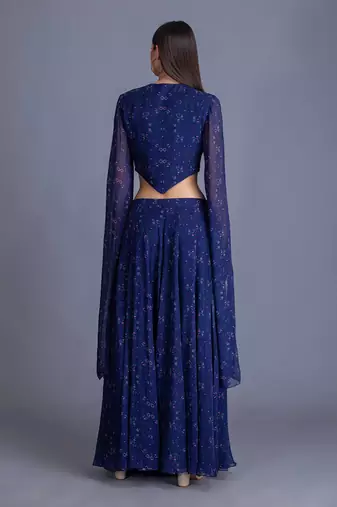 Floral Can Never Go Wrong Look Stylish In Our Cobalt Blue Floral Dress With Sequin Work Hightlight In Body