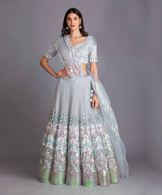 Standout In This Beautiful Sequin & Katdana Work Lehenga 1