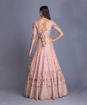 Rose Pink Bridal Lehenga With Your Customized Initials 3
