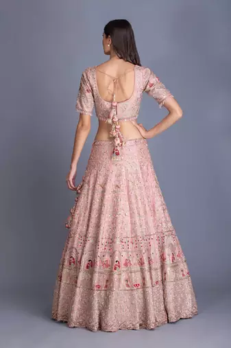 Rose Pink Bridal Lehenga With Your Customized Initials
