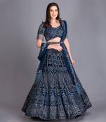 Look Surreal In Our Very Elegant And Royal Midnight Blue Lehenga With Finest Craftmanship
