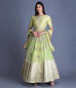 This Summer Go For The Refreshing Lime Green Banarsi Lehenga