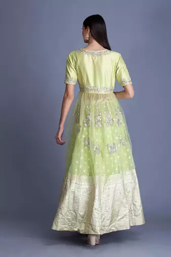 This Summer Go For The Refreshing Lime Green Banarsi Lehenga