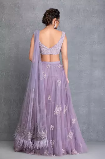 Heirloom Lilac Tuelle Lehenga With Sequence Work Blouse