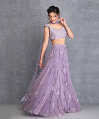 Heirloom Lilac Tuelle Lehenga With Sequence Work Blouse 3