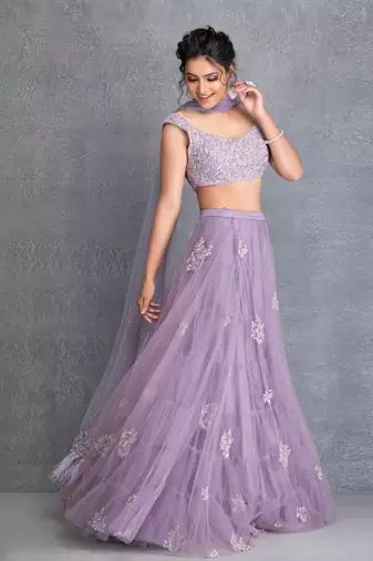 Heirloom Lilac Tuelle Lehenga With Sequence Work Blouse