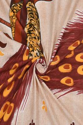 Jaipuri Light Brown Color Ped Pe Peacock Print 100% Cotton Double Bedsheet 3