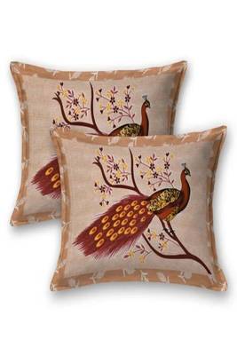 Jaipuri Light Brown Color Ped Pe Peacock Print 100% Cotton Double Bedsheet 4
