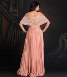 Peach Bloom Georgette Gown With Hand Work Of Sequin & Dabka