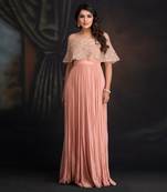 Peach Bloom Georgette Gown With Hand Work Of Sequin & Dabka