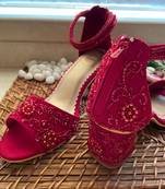 Red Embroidered Heels