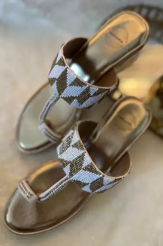 Gold Kolhapuri Wedges