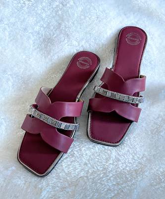 Maroon Embellished Flats 1