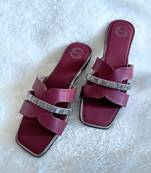 Maroon Embellished Flats