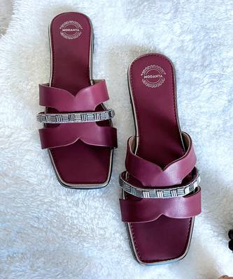 Maroon Embellished Flats 2