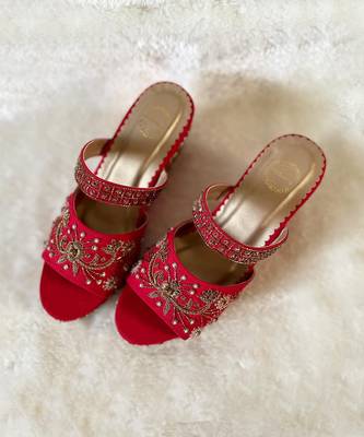 Red Embroidered Wedges 2