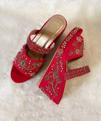Red Embroidered Wedges 3