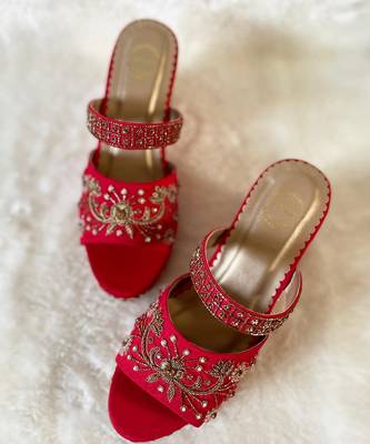 Red Embroidered Wedges 4