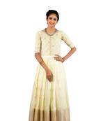 Shivangi Girls Yellow Pastel Gold Bhutta Long Gown