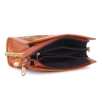 Tan Embroidered Floral Mini Shoulder Bag 3