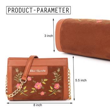 Tan Embroidered Floral Mini Shoulder Bag 4