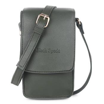 Dark Green Solid Sling Bag 1