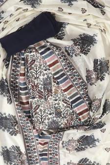 Navy-blue embroidered cotton salwar