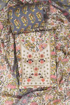 Grey embroidered cotton salwar