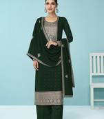 Green embroidered faux georgette salwar