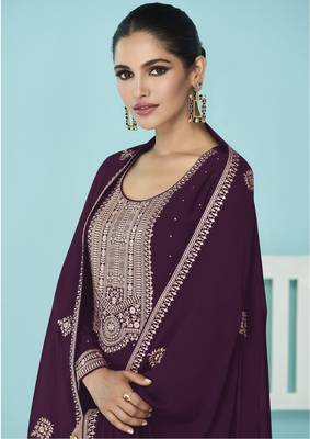 Purple embroidered faux georgette salwar 2