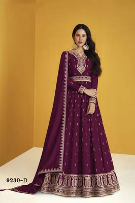 Purple embroidered faux georgette salwar 1