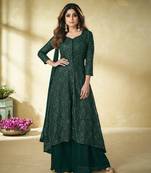 Green embroidered faux georgette salwar