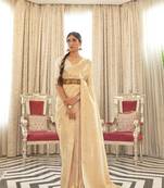 Cream Kaabha Beautiful Silk Saree With Gold Zari Weaving Blouse