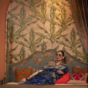Blue Kaffila Beautiful Silk Saree With Gold Zari Weaving Blouse For Women 2