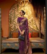 Purple Kaffila Beautiful Silk Saree With Gold Zari Weaving Blouse For Women